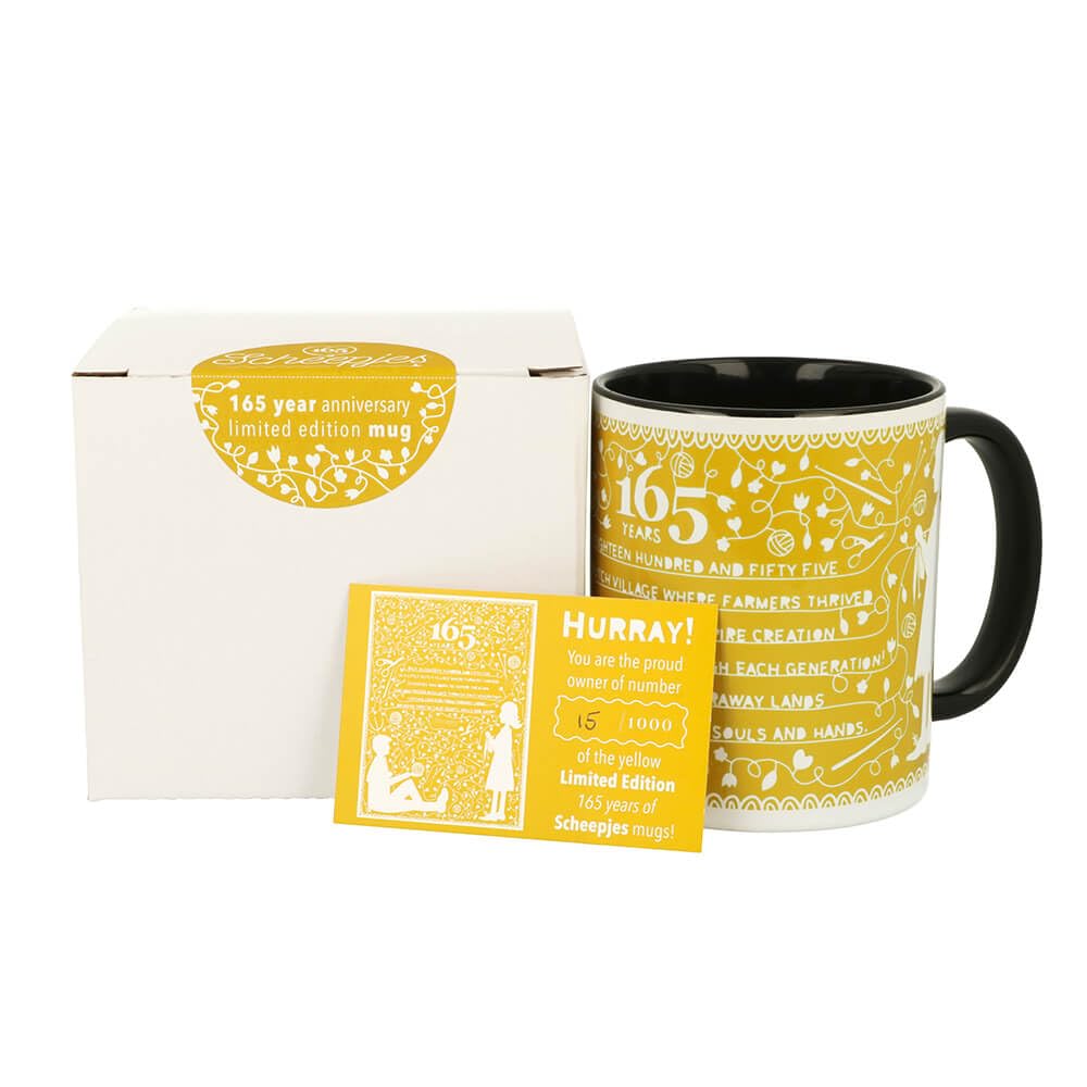 Scheepjes - 165th Years Anniversary Yellow Limited Edition Mug - 1 Piece, Yellow/White/Black
