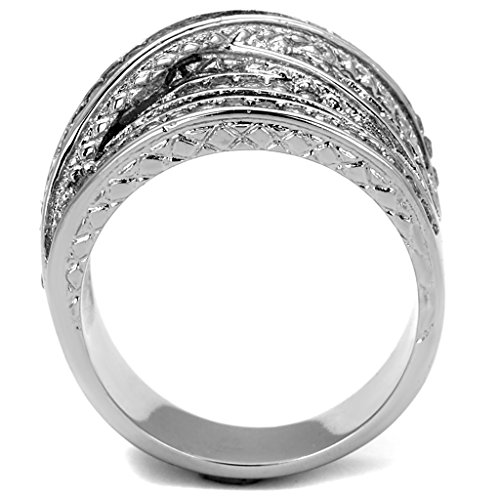 Marimor Jewelry Women's Round Cut Cubic Zirconia Stainless Steel Anniversary Ring Size 5-103