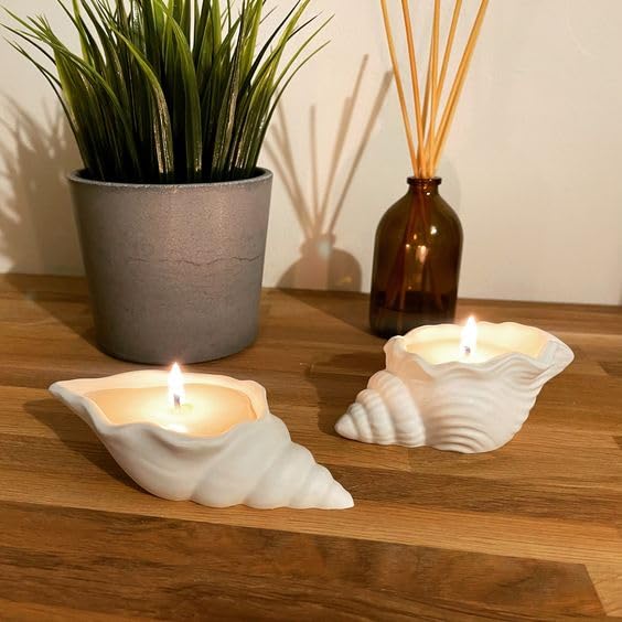 Image of Fairybucket Seashell Scented Candle - Aesthetic Shell for Home Decor, Coastal Beach Style Decorative Candle, Handmade Aroma Candle for Bedroom, Living Room & Gift