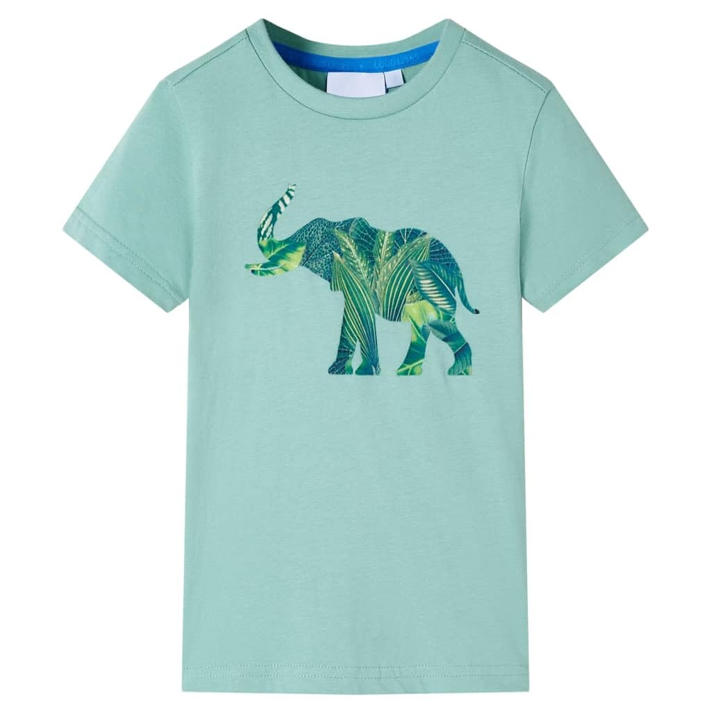vidaXL Kids' T-Shirt Long Sleeves Tee Children T Shirt Elephant Print Light Khaki 128