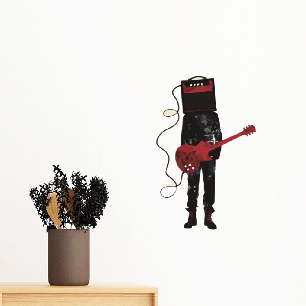 Sticker mural guitare crazy man 50cm papier peint amovible DIY