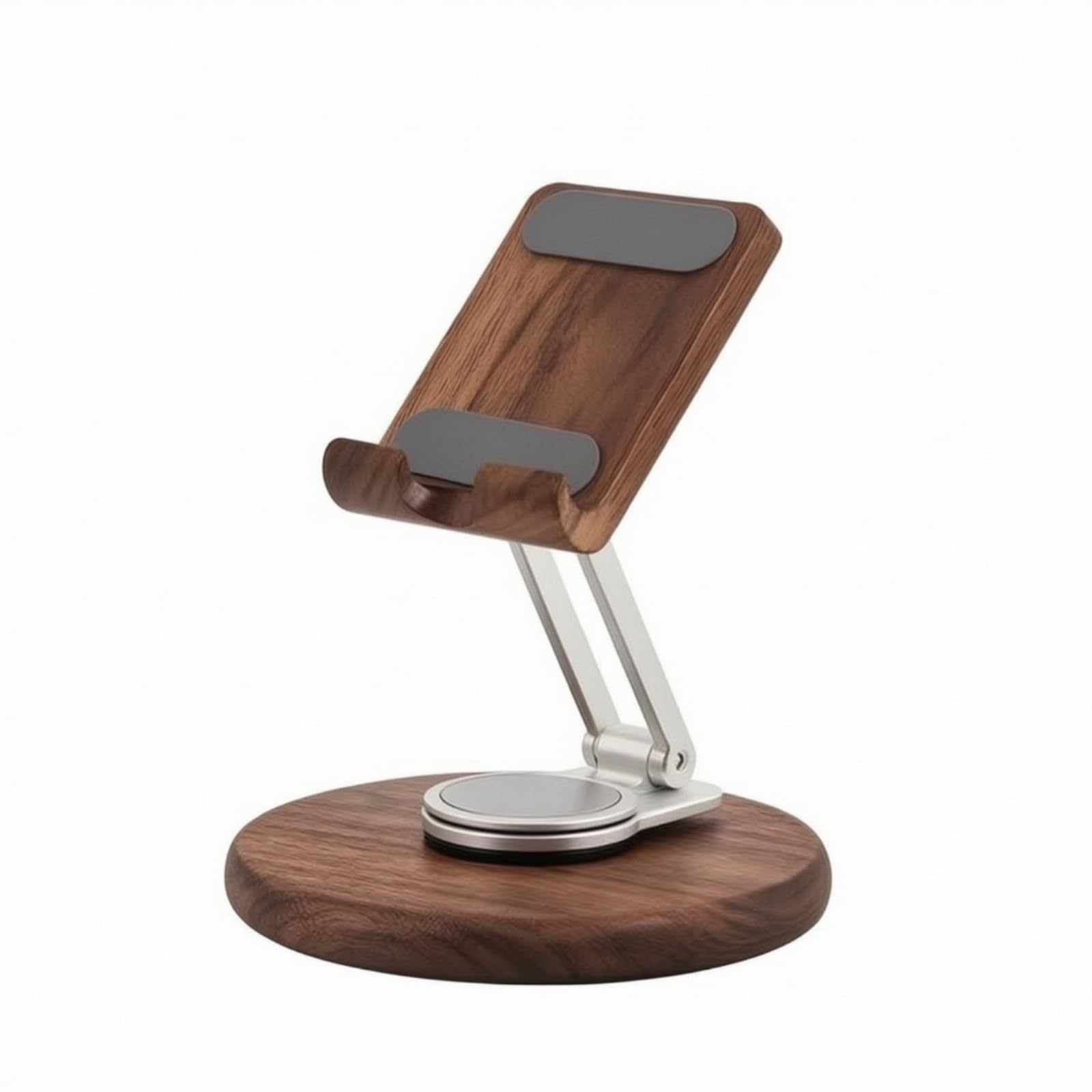 Supporto Tablet Regolabile Supporto Telefono da Tavolo Base Legno Pannello Legno Asta Alluminio Snodabile 360 Gradi Altezza Estensibile Protezione, style to 1