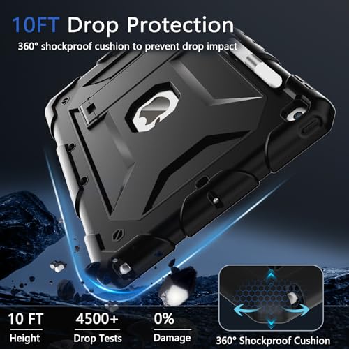 Image of Case for iPad 9th /8th /7th Generation 10.2 Inch, Black | Kickstand, Slim, Heavy Duty, Shockproof, Rugged Protective Case Cover