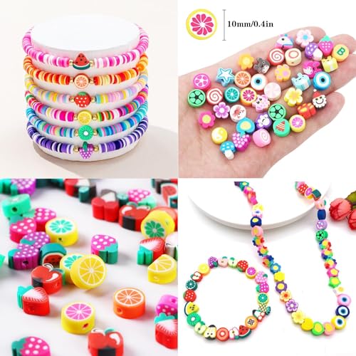 Image of Hudux Clay Beads for Bracelet Making Kit, Heishi Bead for Jewelry Making, Friendship Bracelet Kit, Spacer Beads for Adult Necklace Earring DIY (Multi)