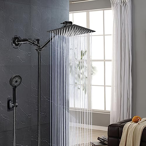 Shower Head System,8”Rain Shower Head With Handheld Spray Combo,High Pressure Rainfall Shower Head Clean Bathroom,Black #TOP2
