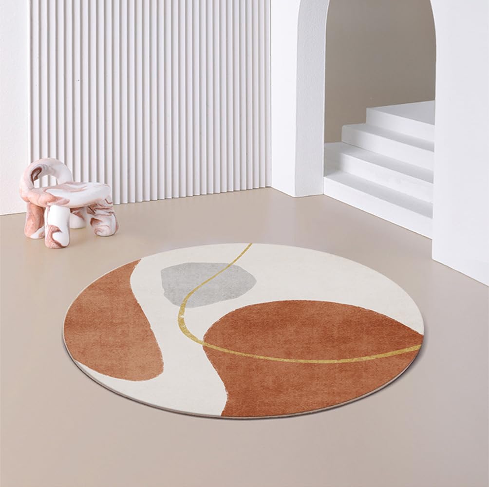 Alfombra de noche de 300 x 300 cm de pelo bajo con parte inferior antideslizante para mesa de sofá, sala de estar, cocina, baño, alfombra redonda lavable para decoración del hogar