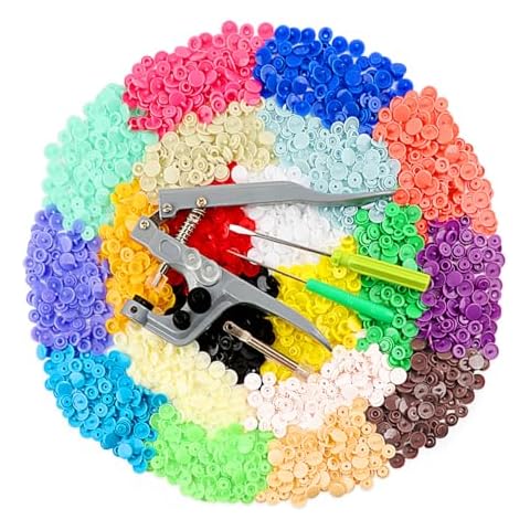 ilauke 400 Sets Snap Buttons with Snap Pliers T5 Plastic Snaps No-Sew Buttons Fastener Setter for Clothing Diapers Bibs Rain Coat Crafting Cover