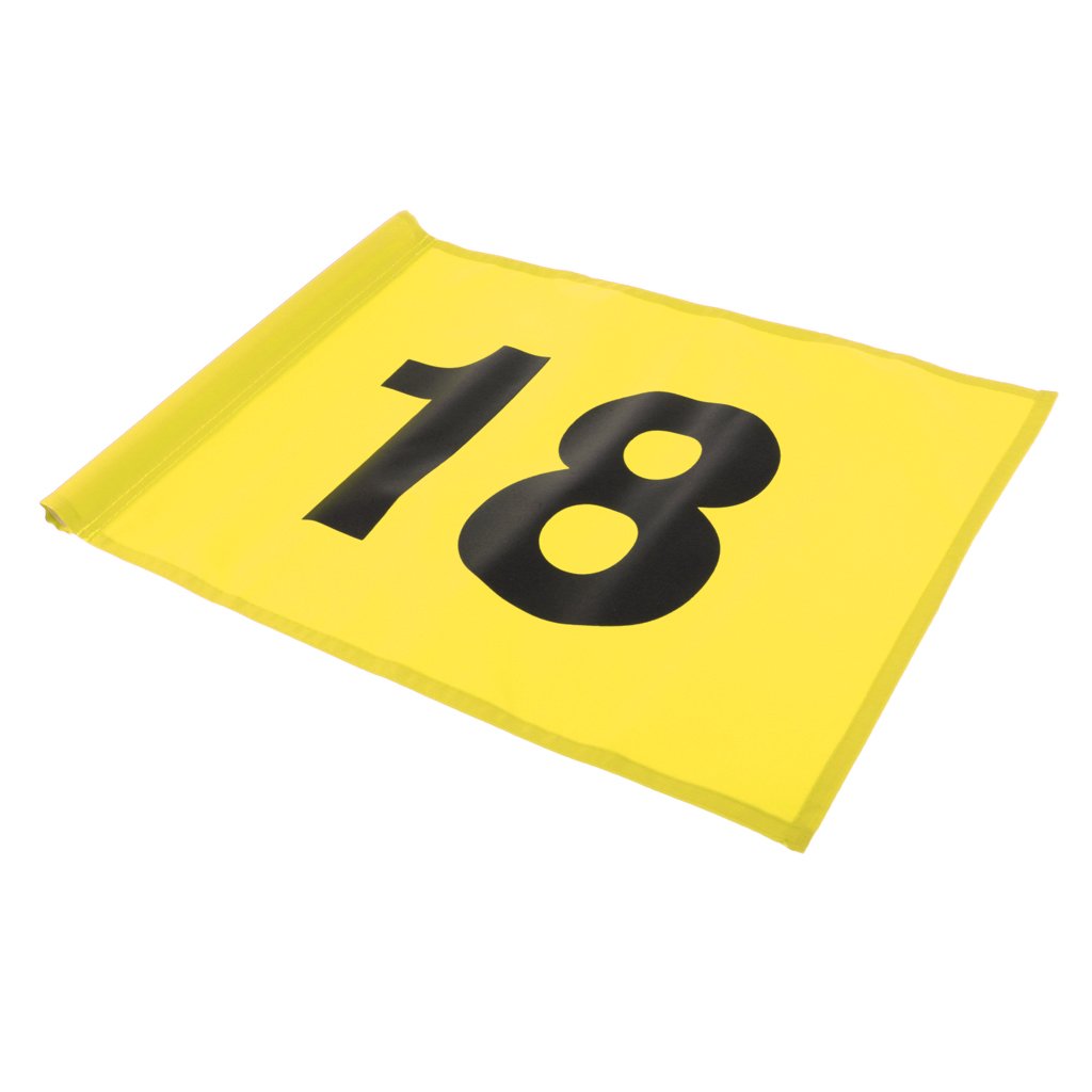 Formation De Pratique Professionnelle De Golf Professionnel en Nylon Durable De Drapeau De Golf Mettant Le Fanion De Bannière De Drapeau Vert avec Le - Jaune avec Le Numéro 18, 51 x 36cm