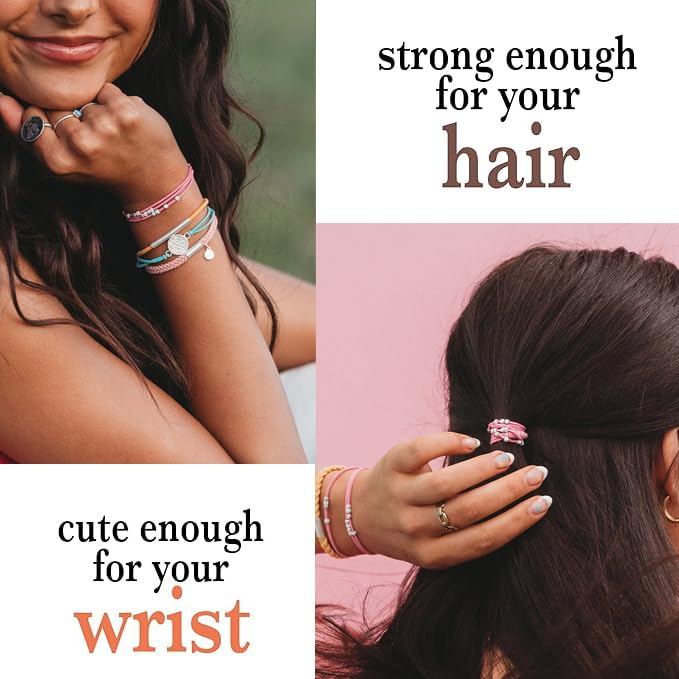 K'lani Hair Tie Bracelets for Women - Elastic Hair Bands That Double as Stylish Jewelry - Embrace - Medium