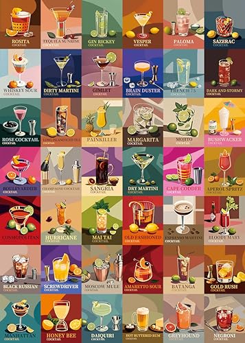 Cocktail Puzzle 1000 Teile Erwachsene, Unique Cocktails Jigsaw Puzzle Erwachsene 1000 Teile, Impossible Klassische Puzzles für Geschenk und Home Decoration (70 × 50 cm)