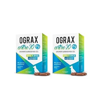 Kit com 2 Ograx Artro 20 Cães e Gatos 30 Cápsulas 29,4g - Avert