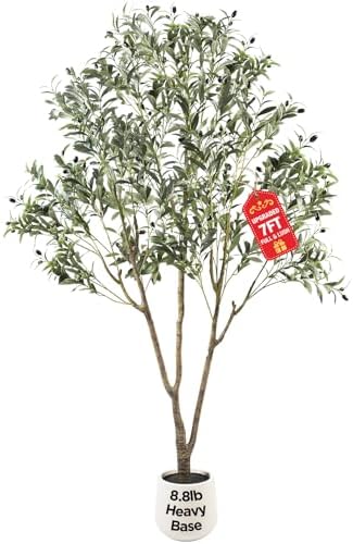 Large Olive Trees Artificial Indoor 7FT, Upgraded Faux Olive Tree...