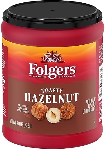 Folgers Toasty Hazelnut Artificially Flavored Ground Coffee, 6 Canisters