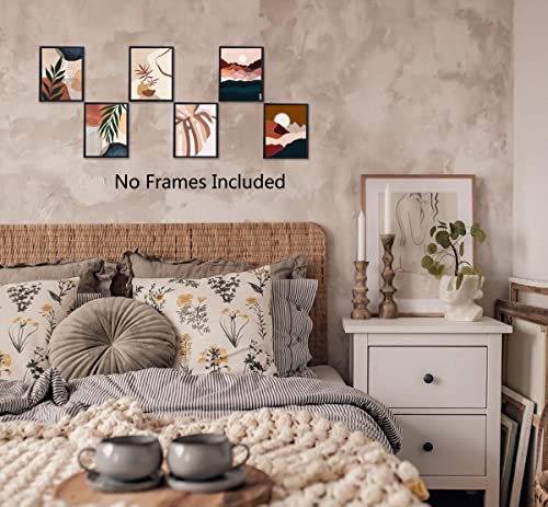 Rinsiken Wall Art Boho Canvas Prints Bohemian Minimalist Abstract Sun Artwork Painting Mid Century Pictures 8X10 Inch Set Of 6 Unframed For Living Room #TOP3