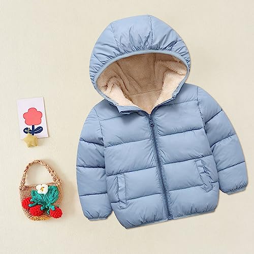 Autumn Winter Toddler Girl Boy Long Sleeved Hooded And Down Padded Jackets 2 To 7 Cargo (>3-Light Blue, 4-5 Years)2