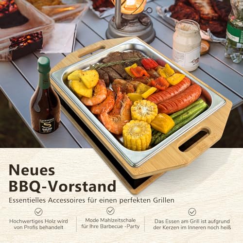 MsisieIve BBQ Warmhalteplatte Teelicht,Warmhalteplatte Grillgut Teelicht,Grill Warmhalteplatte,Fleischwarmhalter FüR Grillen,BBQ Warmhalteplatte Personalisiert