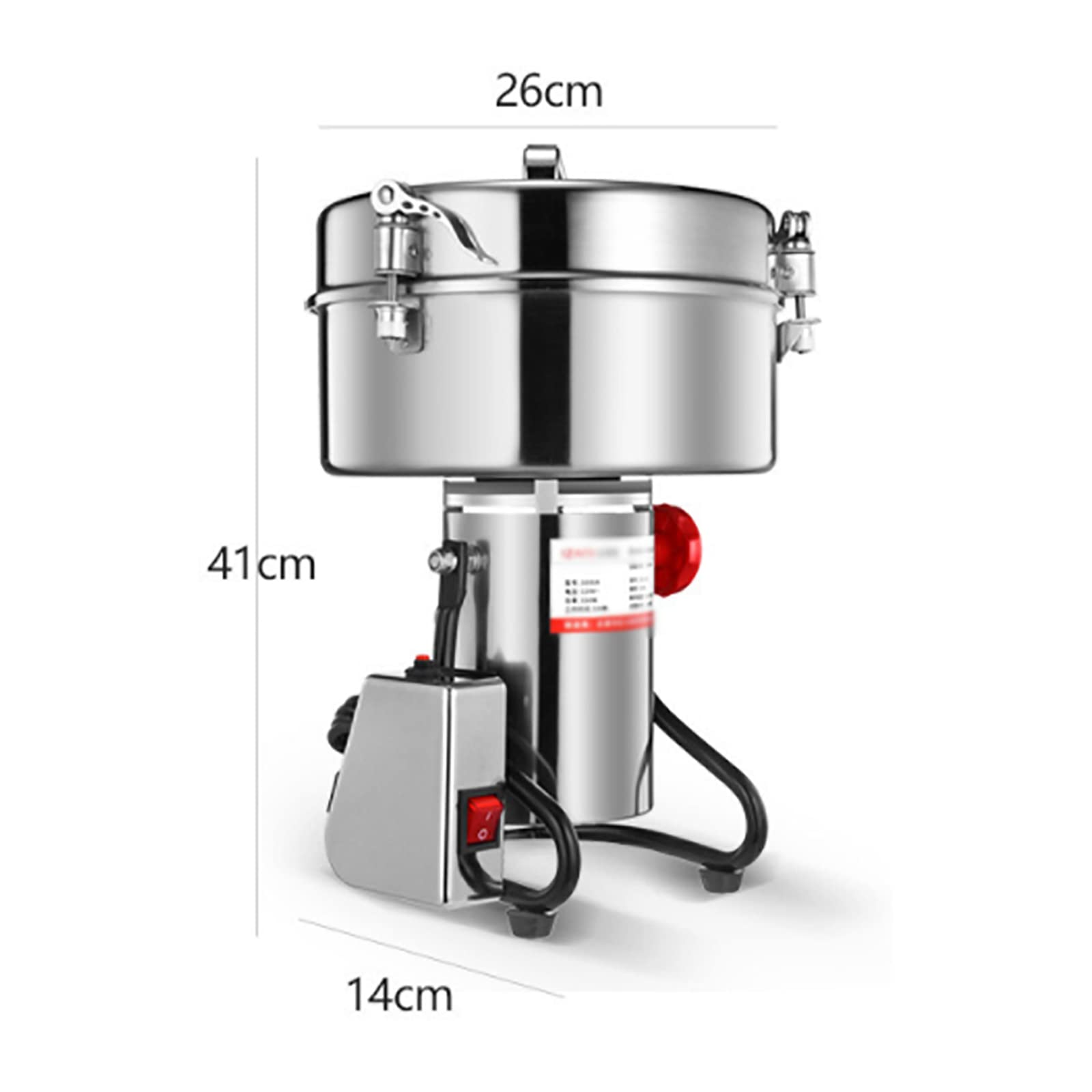 Macinino elettrico per cereali, 5000 W, con protezione da sovraccarico, coperchio di sicurezza, controllo con un pulsante, perfetto per macinare erbe e spezie