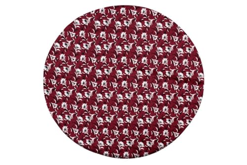 Image of The Furnishing Tree Round Elastic Fitted Center Tpoy Table Cover WxL 18x18 Inches Floral Pattern Dark Brown