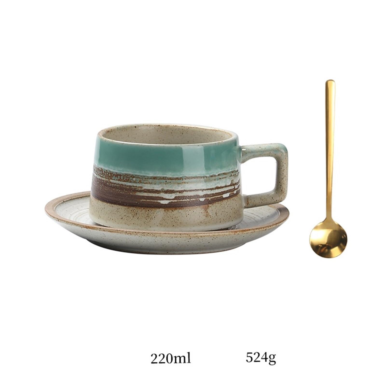 Taza de café Taza de café cerámica comercial, té con leche, avena, diseño retro, for casa, restaurante, platillo y cuchara Tazas