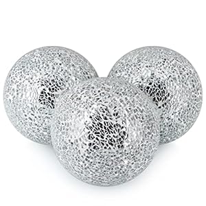 MDLUU Decorative Balls Mosaic Balls Centrepiece Balls for Bowls Vases Dining Table Decoration Diameter 10cm (Silver)