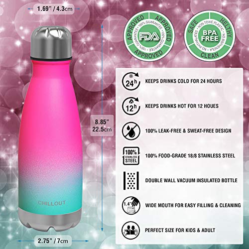 Image of CHILLOUT LIFE 12oz Kids Insulated Stainless Steel Water Bottle, Leak Proof