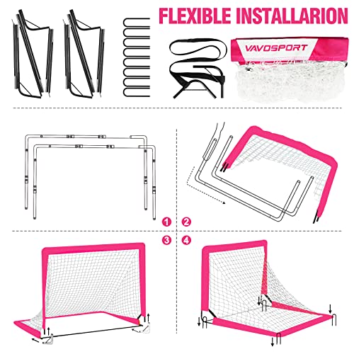 Image of Kids Soccer Goals for Backyard Set - 2 of 4' x 3' Portable Soccer Goal Training Equipment, Pop Up Toddler Soccer Net with Soccer Ball, Soccer Set for Kids and Youth Outdoor Games, Sports, Play