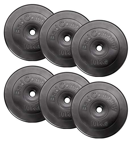 Bad Company Hantelscheiben 30/31 mm Kunststoff 60kg I Gewicht Set 6 x 10 kg...