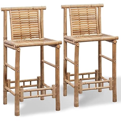 vidaXL Bamboo Bar Stools Set of 2 Cover