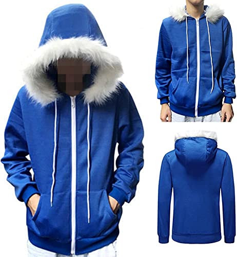 GSTARI Unisex Cosplay Hoodie Jacke Halloween Spiel Cosplay Sweatshirt Reißverschluss Outwear leichten Slim Fit Warmer Kostümmantel, azul, XL Cover