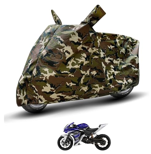 Image of Auto Hub Waterproof Bike Cover Compatible with Yamaha YZF R25 Dustproof, UV Protection Two Wheeler Bike YZF R25 Cover - Army Print