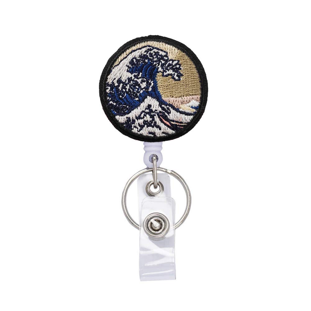 Buy The Great Wave Off Kanagawa Badge Reels Retractable, with Alligator