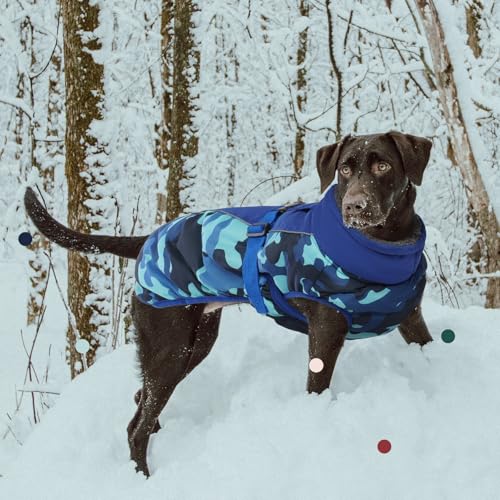 IECOii Hundemantel Winter,Warme Fleece Rollkragen Hundejacke,Wasserdicht Winterjacken Wintermäntel für Hunde,Reflektierend Verstellbar Kaltes Wetter Hundekleidung für Kleine Mittelgroße Grosse Hunde