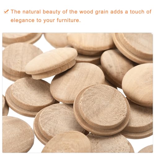 Image of uxcell Wood Plugs, 25Pcs 20 x 15 mm - Beech Wood Button Top Plugs, Screw Hole Covers, Decorative Wooden Cover for Stair Chair Craft Furniture Woodworking