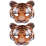 Hosfairy 2Pcs Realistic Tiger Mask Animal Tiger Costume Mask for Easter Halloween Christmas Party Dress up Cosplay Accessories