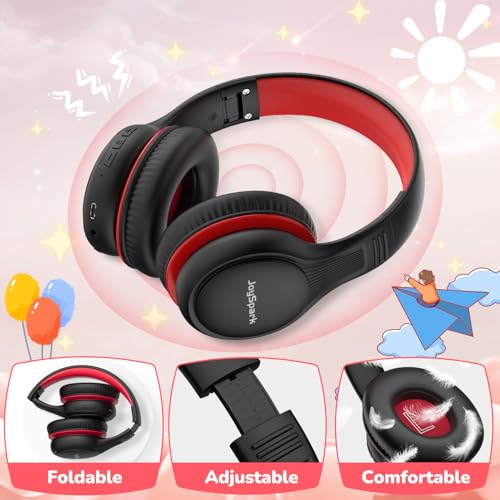Image of JoySpark Kids Bluetooth Headphones, 60 Hours Playtime, Bluetooth 5.4 Kids Headphones Wireless, Type-C Fast Charging, 85 /94dB Volume Limited, Foldable Toddler Wireless Headsets with Mic-Black Red