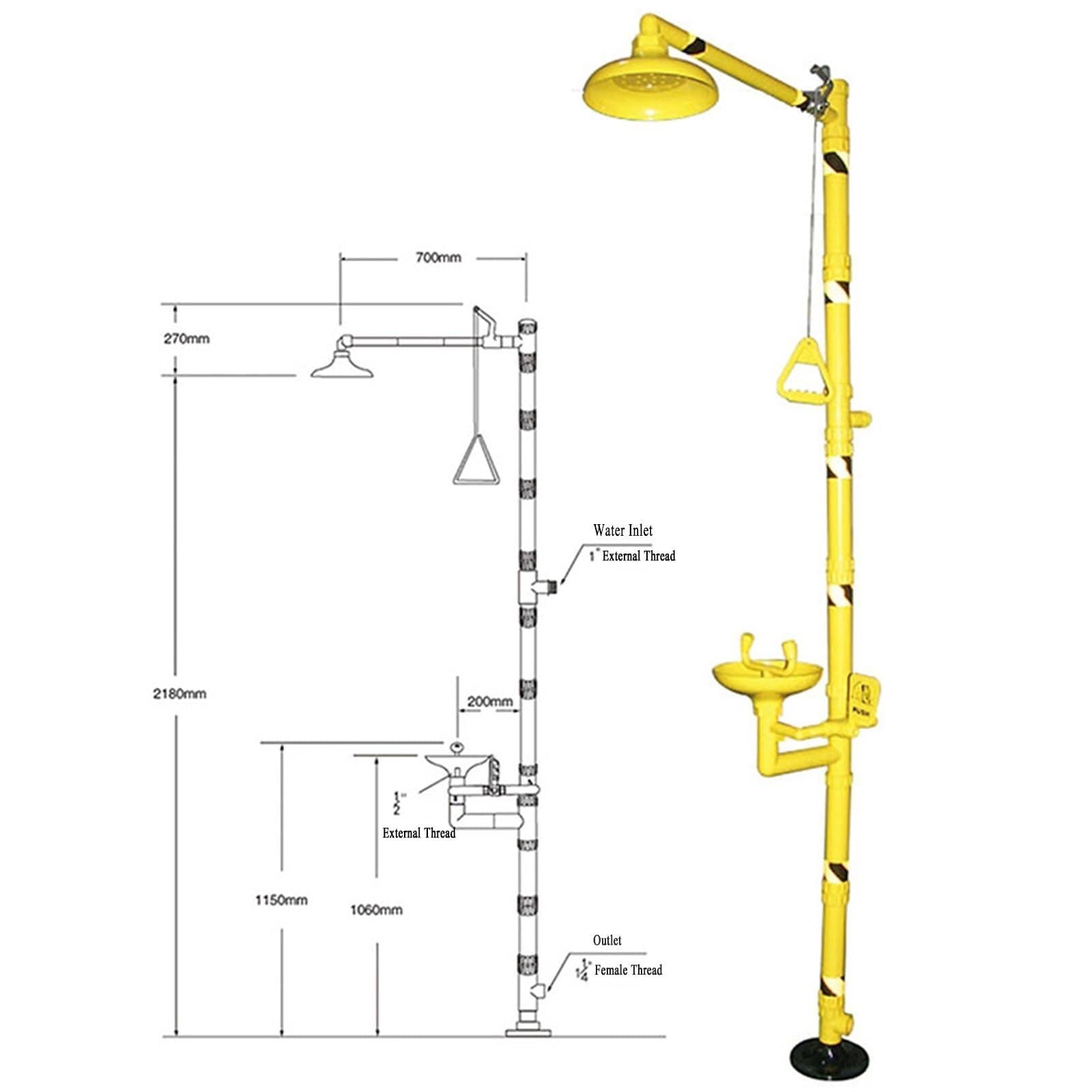Kit de Ducha lavaojos - Estación lavaojos de Emergencia, plástico ABS Industrial para la Limpieza de Materiales peligrosos en la construcción.