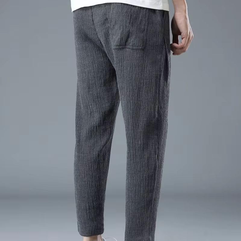 Pantalon jambe droite ample WOLONG à cordon de serrage et taille basse