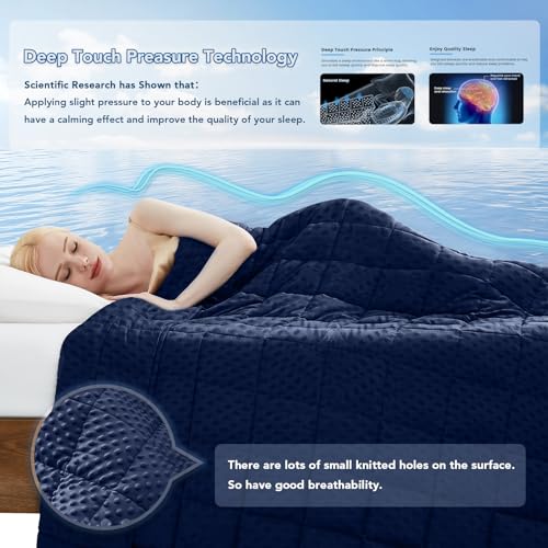 Topcee Weighted Blanket for Adults (20lbs 60"x80"), Minky Dots Heavy Blanket for 190-210lbs Sleeping, Soft, Cozy and Cooling Weighted Throw Blankets, Machine Washable, Blue — view 3