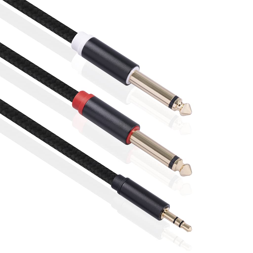 2 cavi splitter da 3,5 mm TRS a doppio 6,35 mm TS mono stereo a Y, per smartphone, computer, lettori CD, altoparlanti e amplificatori di sistemi domestici