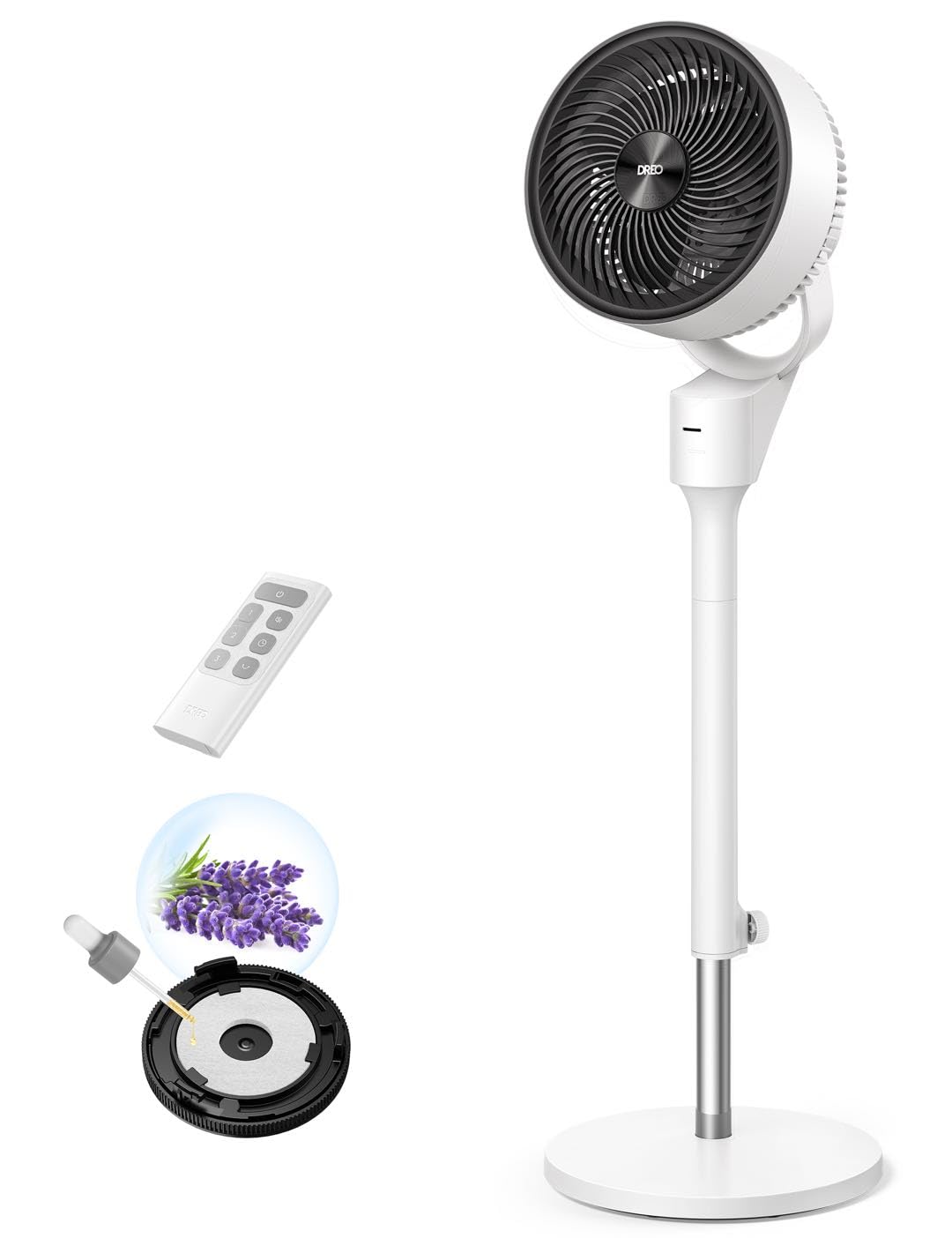 Fan for Bedroom, 80° Oscillating Standing Fan, 25dB Quiet, 80ft Pedestal Fans for Home Office, 90° Manual Vertical, 3 Speeds, Remote, 34-41" Adjustable Height, Air Circulator