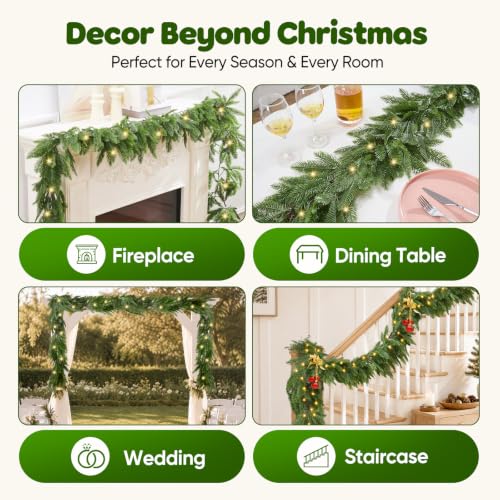 5.9FT Realistic Cedar Garland with Lights, Artificial Pine Garland - image 6