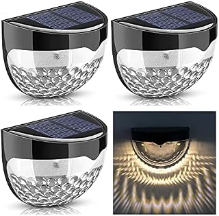Gioyonil Solar Fence Light, Waterproof Solar Powered LED Wall Lights Outdoor Decorative Lamp for Garden Patio Yard Stairway Deck Door Gate Garage, 4 Pack Warm Light