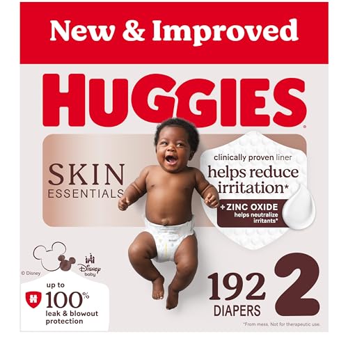Image of Huggies Size 2 Diapers, Skin Essentials Baby Diapers, Size 2 (12-18 lbs), 192 Count (3 Packs of 64), Packaging May Vary