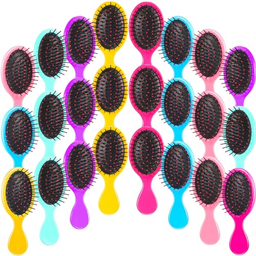 Yoande 24 Pcs Mini Brush Little Travel Mini Wet Hair Brush for Girls Detangling Soft Bristles Wet Hair for Kids Most Hair Types Smoothing with Ease Knots (Bright Colors)