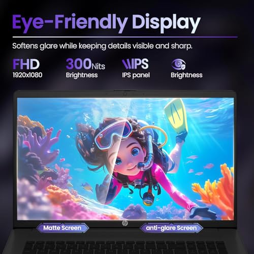 Image of HP 17 Inch Laptop 2026 Edition, AMD Ryzen 5 7430U 6-Core Processor, FHD IPS Display, 8GB RAM, 256GB SSD, Large Screen, Windows 11 with Office 365 for The Web, w /o Mouse
