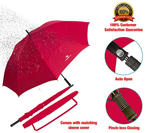 Procella Large Golf Umbrella – Award Winning, Windproof, Waterproof - Superior Heavy Duty Automatic Umbrella Defies High Wind, Sun & Rain – Perfect Cart Holder Fit – Matching Carrying Case Sleeve