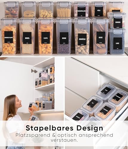 Foto von Deco haus® Vorratsdosen mit Deckel 24 Set L - Aufbewahrungsbox Küche Luftdicht Vorratsbehälter - Frischhaltedosen Behälter aus Plastik Mit Deckel - Vorratsgläser zur Aufbewahrung von Müsli, Mehl