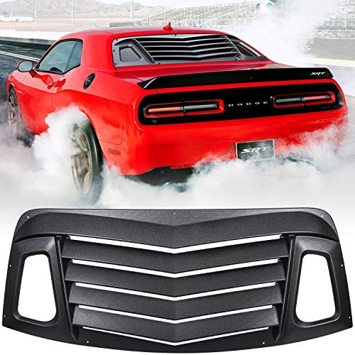 E-cowlboy Rear Window Louver Windshield Sun Shade Cover for Dodge Challenger 2008-2018 2019 2022 2022 in GT Lambo Style Custom Fit All Weather ABS (Matte Black)