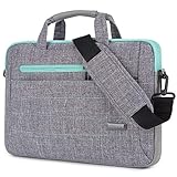 funda portatil 15 6 mr wonderful Manillas dobles de PU para un transporte cómodo a lo largo del tiempo, que se pueden esconder en los dos bolsillos laterales para convertirlo en un bolso. El tirante para hombres es removible y ajustable.