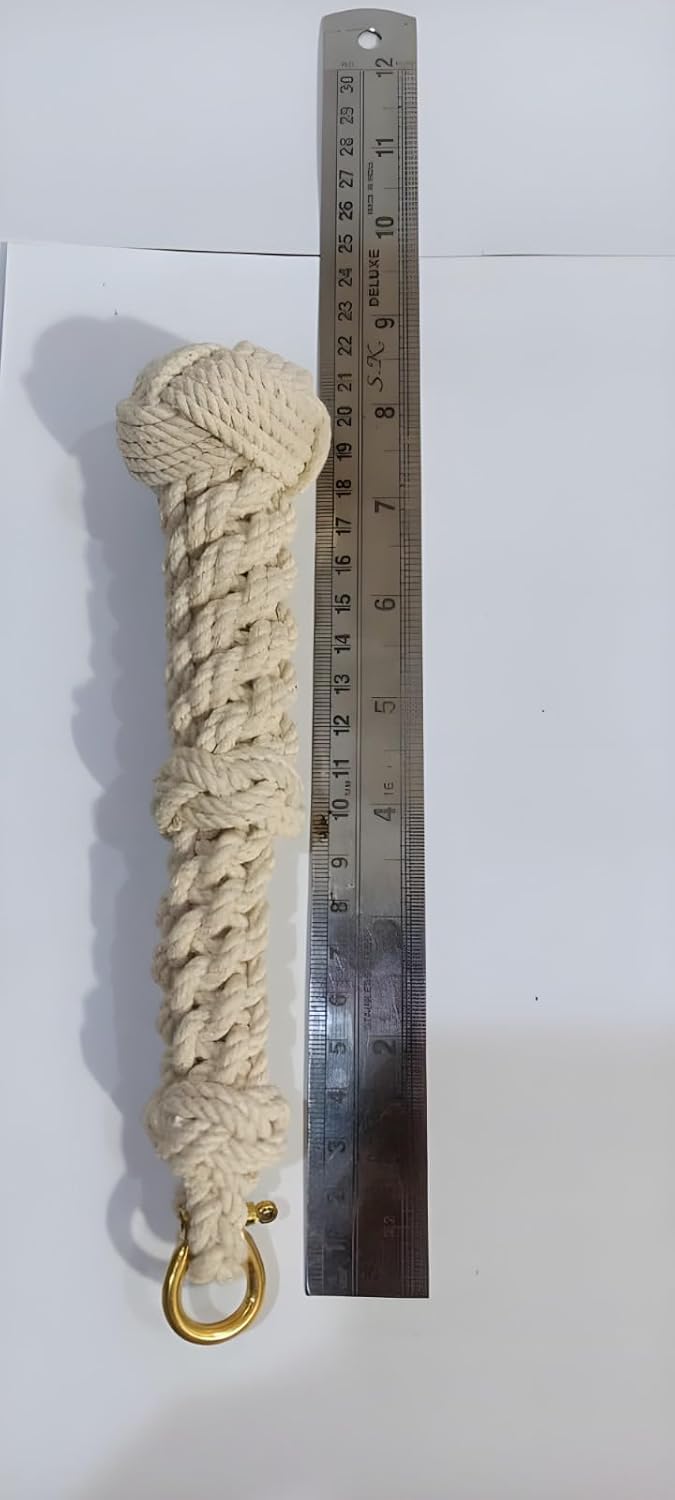 Handwoven, Nautical Bell Rope, Handmade Cotton Nautical Bell Rope with Heavy-Duty Brass Shackle, Made in India - Image 3